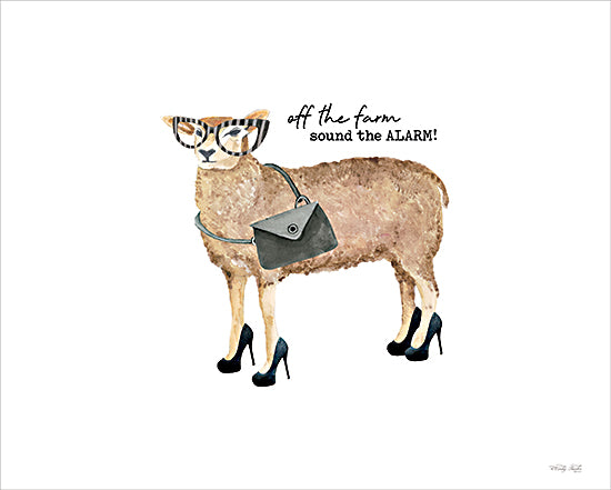 Cindy Jacobs CIN3897 - CIN3897 - Off the Farm, Sound the Alarm! - 16x12 Whimsical, Sheep, Fashion, Purse, Glasses, Shoes, Off the Farm Sound the Alarm, Typography, Signs from Penny Lane