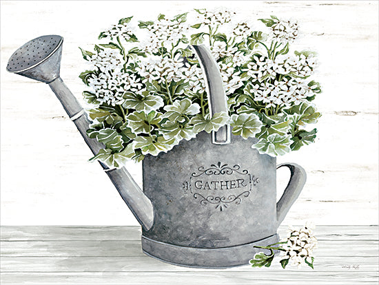 Cindy Jacobs CIN3912 - CIN3912 - Geraniums in Watering Can - 16x12 Still Life, Flowers, Geraniums, White Geraniums, Watering Can, Galvanized Watering Can, Gather, Spring, Garden from Penny Lane
