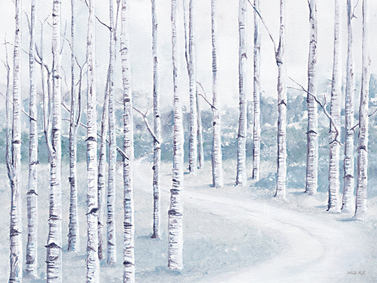 Cindy Jacobs CIN3915 - CIN3915 - Peaceful Stroll - 16x12 Winter, Landscape, Trees, Birch Trees, Path, Walking Path, Snow, Blue & White, Peaceful Stroll from Penny Lane