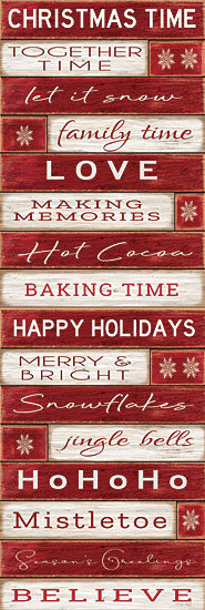 Cindy Jacobs CIN3936A - CIN3936A - Christmas Time - 12x36 Christmas, Holidays, Winter, Christmas Words, Typography, Signs, Textual Art, Snowflakes, Red & White from Penny Lane