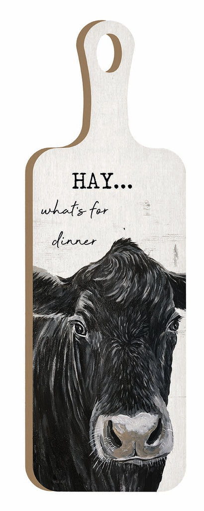 Cindy Jacobs CIN4089CB - CIN4089CB - Hay…What's for Dinner - 6x18 Kitchen, Cutting Board, Cow, Black Cow, Farm Animal, Hay… What's for Dinner, Typography, Signs, Textual Art, Humor from Penny Lane