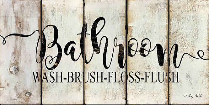 Cindy Jacobs CIN750 - Bathroom - Wash, Brush, Floss, Flush - Bath, Typography, Script from Penny Lane Publishing