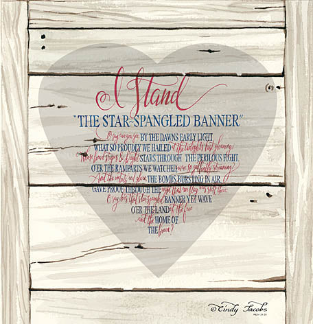 Cindy Jacobs CIN874 - Stand Heart - Heart, Star Spangled Banner, Song, Wood Planks from Penny Lane Publishing