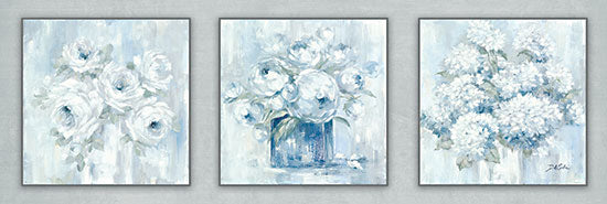 Debi Coules DC124A - DC124A - Trio of White Florals - 36x12 Trio of White Flowers, Flowers, Blue & White, Triptych from Penny Lane