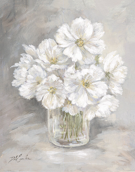 Debi Coules DC149 - DC149 - Cosmos Bouquet - 12x16 Flowers, Cosmos Flowers, White Flowers, Bouquet, Glass Vase, Neutral Palette from Penny Lane
