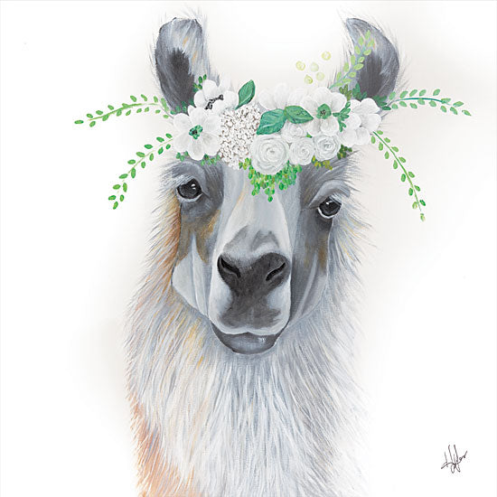 Diane Fifer DF145 - DF145 - Floral Llama   - 12x12 Llama, Floral Crown, Flowers, White Flowers, Whimsical from Penny Lane