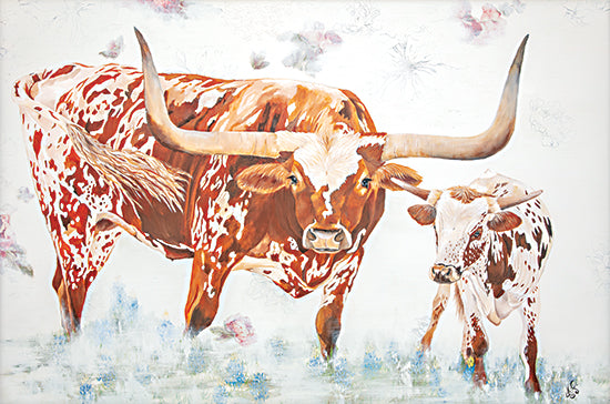Diane Fifer DF180 - DF180 - Longhorn and Calf - 18x12 Cows, Longhorn Cow, Calf, Mother and Baby, Portrait from Penny Lane