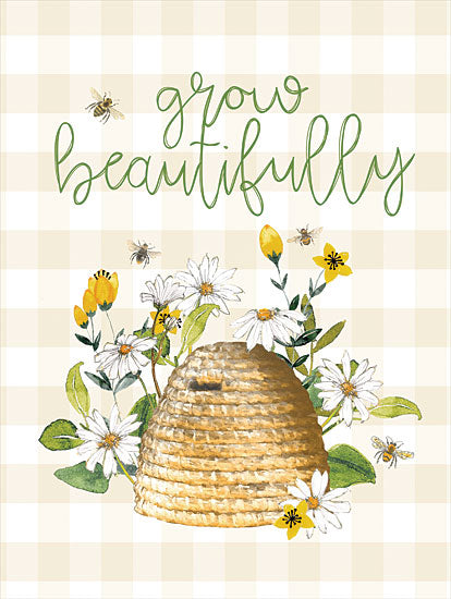 Dogwood Portfolio DOG135 - Grow Beautifully Beehive - 12x16 Grow Beautifully, Beehive, Bees, Spring, Daisies, Flowers, Signs from Penny Lane