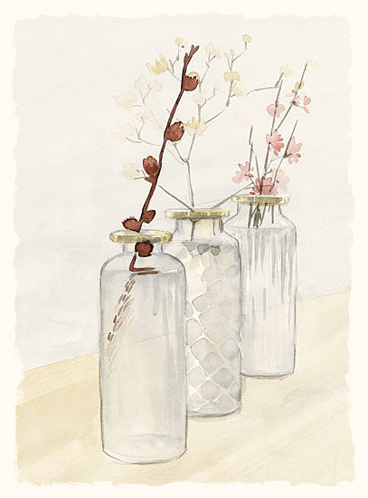 Dogwood Portfolio DOG176 - DOG176 - Glass Bottle Row - 12x16 Abstract, Flowers, Jars, Neutral Palette, Still Life from Penny Lane