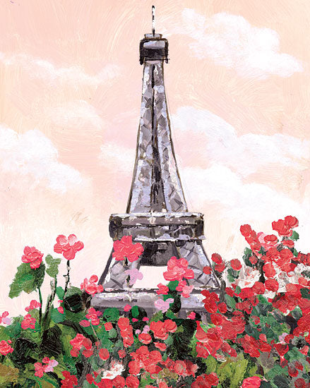 Dogwood Portfolio DOG183 - DOG183 - Flower Tower - 12x16 Eifel Tower, Paris, France, Flowers, Red Flowers, Europe from Penny Lane
