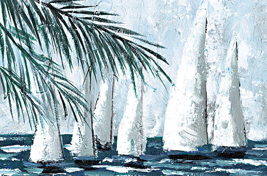 Dogwood Portfolio DOG185 - DOG185 - Sailboats Behind the Palms - 18x12 Sail Boats, Boats, Abstract, Palm Tree, Lake from Penny Lane