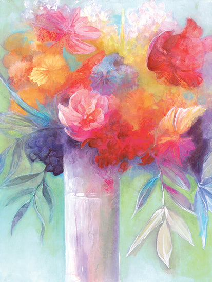 Dogwood Portfolio DOG214 - DOG214 - Bright and Cheery Flowers - 12x16 Flowers, Abstract, Vase, Rainbow Colors, Watercolor Painting, Bright, Spring, Tropical from Penny Lane