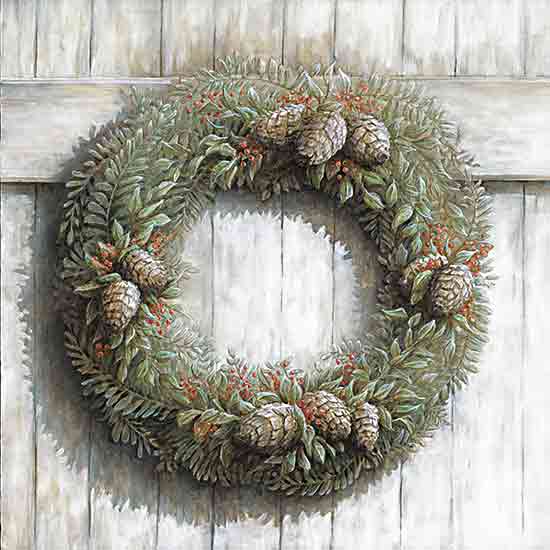 Dogwood Portfolio DOG260 - DOG260 - Pinecone Holiday Wreath - 12x12 Christmas, Holidays, Wreath, Greenery, Pinecones, Nature, Wood Door, Pinecone Holiday Wreath, Winter from Penny Lane