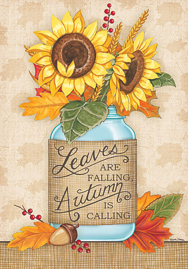 Deb Strain DS1594 - Sunflower Jar                - Sunflowers, Autumn, Jar, Burlap, Leaves from Penny Lane Publishing