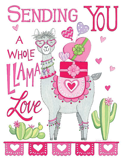Deb Strain DS1760 - Sending You a Whole Llama Love - 12x16 Llamas, Cactus, Love, Hearts, Valentine's Day from Penny Lane