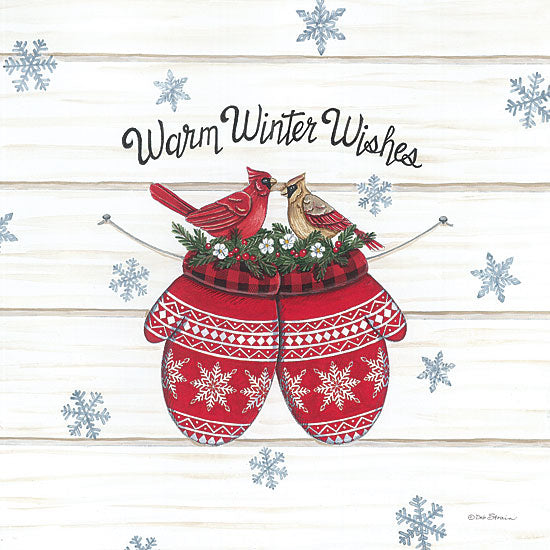 Deb Strain DS2003 - DS2003 - Warm Winer Wishes - 12x12 Warn Winter Wishes, Mittens, Birds, Cardinals, Snowflakes, Winter, Typography, Signs from Penny Lane