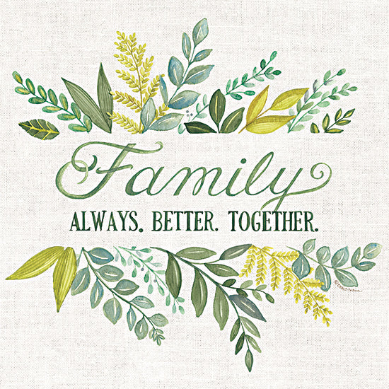 Deb Strain DS2029 - DS2029 - Family Always Better Together - 12x12 Family, Together, Greenery, Linen, Typography, Signs from Penny Lane