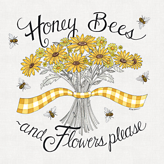 Deb Strain DS2057 - DS2057 - Flowers Please - 12x12 Honey Bees and Flowers Please, Flowers, Bees, Bouquet, Typography, Signs from Penny Lane