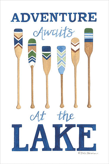 Deb Strain DS2134 - DS2134 - Adventure Awaits - 12x16 Lake, Adventure Awaits at the Lake, Typography, Signs, Textual Art, Oars, Summer from Penny Lane