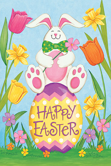 Deb Strain DS2137 - DS2137 - Happy Easter Bunny - 12x18 Easter, Happy Easter, Typography, Signs, Textual Art, Easter Egg, Bunny Rabbit, Tulips, Daffodils, Flowers, Easter Flowers, Spring, Whimsical from Penny Lane