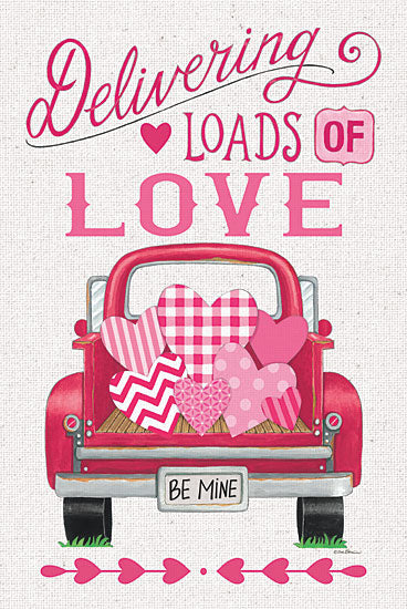 Deb Strain DS2138 - DS2138 - Delivering Loads of Love - 12x18 Valentine's Day, Delivering Loads of Love, Typography, Signs, Textual Art, Hearts, Truck, Red Truck, Truck Bed, Whimsical from Penny Lane