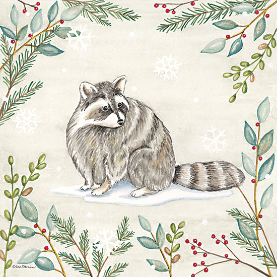 Deb Strain DS2176 - DS2176 - Woodland Animals Raccoon - 12x12 Animal, Raccoon, Woodland Animal, Greenery, Berries, Pine Cone, Winter, Children from Penny Lane