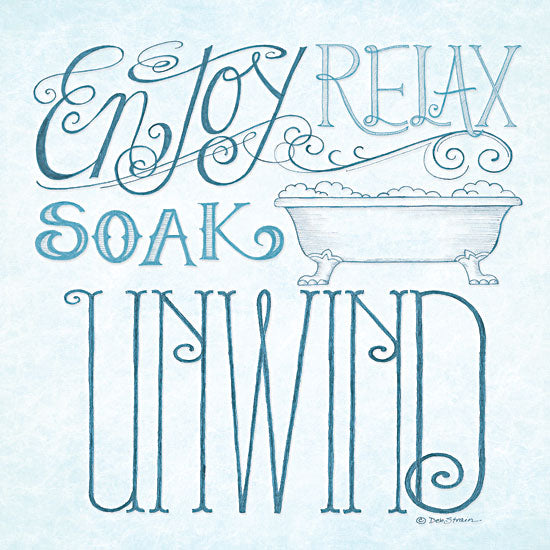 Deb Strain DS932 - Soak & Unwind - Relax, Bathtub, Signs, Blue and White from Penny Lane Publishing