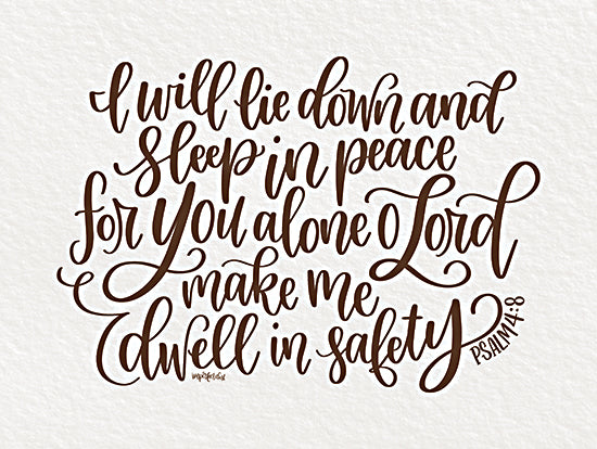Imperfect Dust DUST1158 - DUST1158 - Sleep In Peace - 16x12 Religious, I Will Lie Down and Sleep in Peace for You Alone Lord, Psalm, Typography, Signs, Textual Art, Black & White from Penny Lane