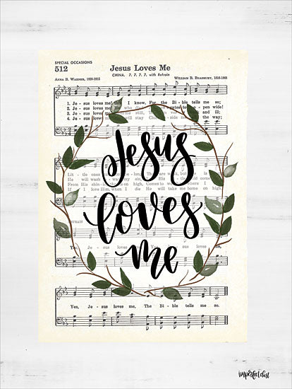 Imperfect Dust DUST434 - DUST434 - Jesus Loves Me Hymn   - 12x16 Religious, Jesus Loves Me, Music, Sheet Music, Wreath, Greenery, Typography, Signs, Textual Art, Children from Penny Lane