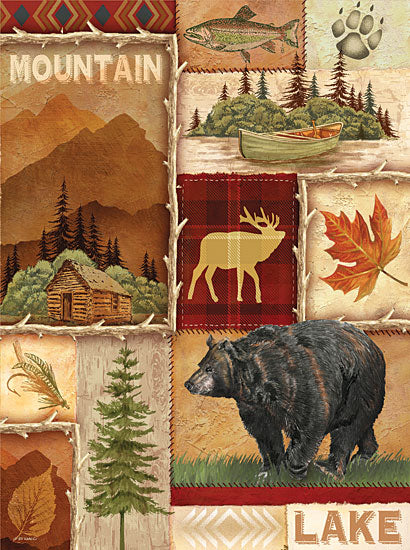 Ed Wargo ED273 - Lodge Collage I - Collage, Bear, Canoe, Moose, Lodge from Penny Lane Publishing