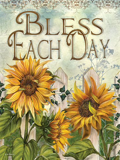 Ed Wargo ED315 - Bless Each Day - Sunflowers, Bless, Fence from Penny Lane Publishing
