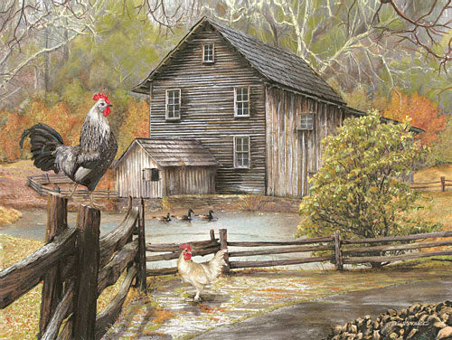 Ed Wargo ED354 - Down on the Farm I - Rooster, Landscape, Barn, Trees from Penny Lane Publishing