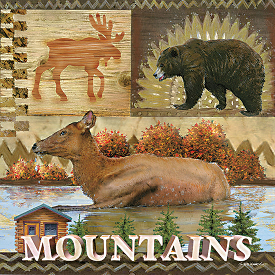 Ed Wargo ED423 - ED423 - Mountains - 12x12 Mountains, Animals, Hunting, Lodge, Quilt Block, Autumn from Penny Lane