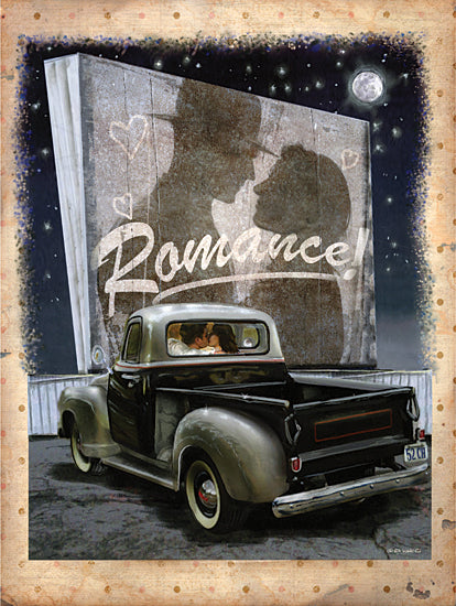 Ed Wargo ED453 - ED453 - Old Fashioned Romance - 12x16 Romance, Drive Inn, Truck, Old Fashioned, Couples, Lovers, Nighttime, Retro from Penny Lane