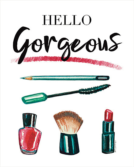 Elizabeth Tyndall ET178 - ET178 - Hello Gorgeous - 12x16 Tween, Makeup, Hello Gorgeous, Typography, Signs, Textual Art, Lipstick, Nail Polish, Girls, Fashion from Penny Lane