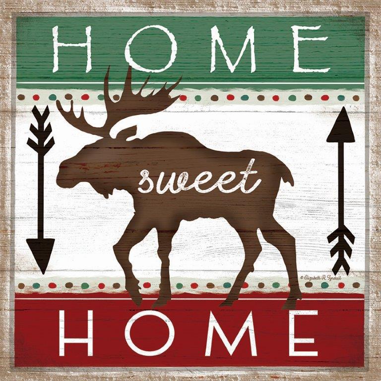Elizabeth Tyndall ET216 - ET216 - Home Sweet Home Lodge - 12x12 Lodge, Moose, Inspirational, Home Sweet Home, Typography, Signs, Textual Art, Wildlife, Arrows, Patterns from Penny Lane