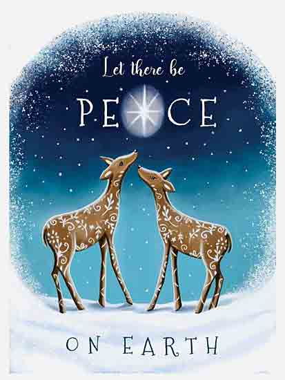 Elizabeth Tyndall ET258 - ET258 - Peace on Earth Deer - 12x16 Winter, Deer, Inspirational, Let There Be Peace on Earth, Typography, Signs, Textual Art, Night, Star, Snow, Patterns on Deer from Penny Lane