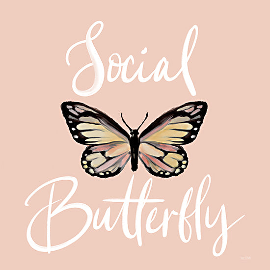 House Fenway FEN1017 - FEN1017 - Social Butterfly   - 12x12 Whimsical, Social Butterfly, Typography, Signs, Textual Art, Butterfly, Feminine, Pink from Penny Lane