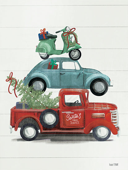 House Fenway FEN200 - FEN200 - Holiday Travels   - 12x16 Holiday Travels, Truck, Car, Scooter, Christmas, Holidays, Whimsical, Christmas Trees from Penny Lane