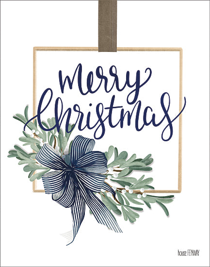 House Fenway FEN204 - FEN204 - Merry Christmas Mistletoe I - 12x16 Merry Christmas, Holidays, Mistletoe, Bow, Calligraphy, Signs from Penny Lane