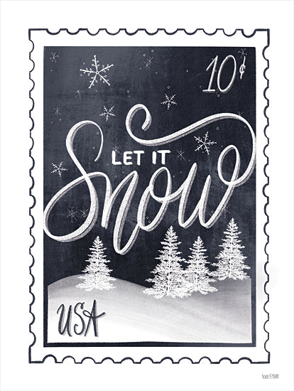 House Fenway FEN341 - FEN341 - Christmas Stamp Let It Snow - 12x16 Christmas Stamp, Let It Snow, Winter, Vintage, Blue & White, Christmas from Penny Lane