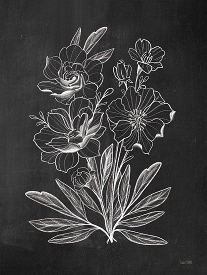 House Fenway FEN432 - FEN432 - Vintage Chalkboard Flowers     - 12x16 Abstract, Flowers, Vase, Black & White, Drawing Print, Chalkboard from Penny Lane