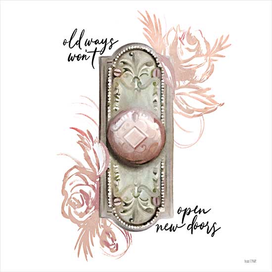 House Fenway FEN518 - FEN518 - Old Ways in Blush - 12x12 Old Ways Won't Open New Doors, Tween, Door Handle, Feminine, Signs from Penny Lane