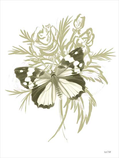 House Fenway FEN520 - FEN520 - Sage Butterfly - 12x16 Butterfly, Flowers, Neutral Palette, Sage from Penny Lane