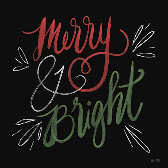 House Fenway FEN560 - FEN560 - Merry & Bright - 12x12 Merry & Bright, Holidays, Christmas, Black Background, Calligraphy, Signs from Penny Lane