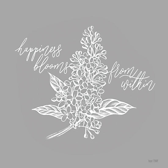 House Fenway FEN561 - FEN561 - Happiness Blooms from Within - 12x12 Happiness Blooms from Within, Flower, Gray & White, Signs from Penny Lane
