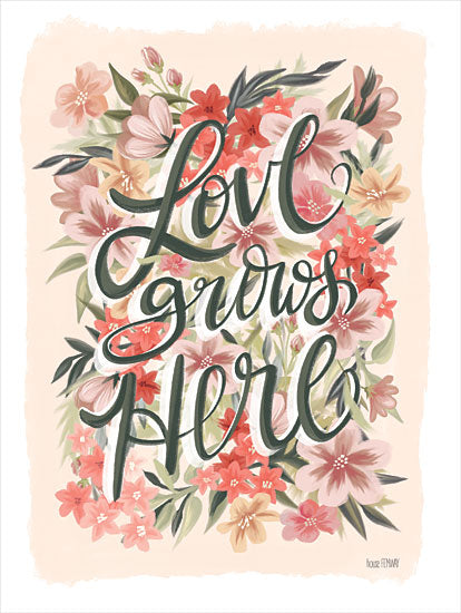House Fenway FEN616 - FEN616 - Love Grows Here - 12x16 Love Grows Here, Flowers, Love, Signs from Penny Lane