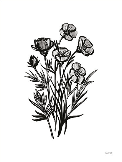 House Fenway FEN689 - FEN689 - Pen and Ink Wildflower II - 12x16 Flowers, Pen and Ink, Black & White, Wildflowers from Penny Lane