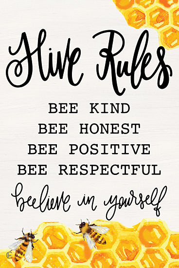 Fearfully Made Creations FMC278 - FMC278 - Hive Rules   - 12x18 Inspirational, Whimsical, Hive Rules, Rules, Bee Kind, Typography, Signs, Textual Art, Bees, Honey Comb from Penny Lane