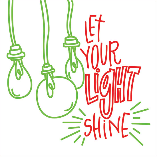 Erin Barrett FTL150 - FTL150 - Let Your Light    - 12x16 Signs, Typography, Christmas, Light Bulbs from Penny Lane
